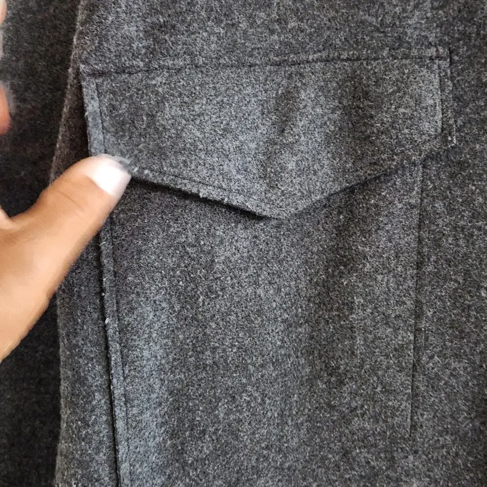 Banana Republic Shacket Sz M Dark Gray Shirt Soft Overshirt 4 Pocket Jacket